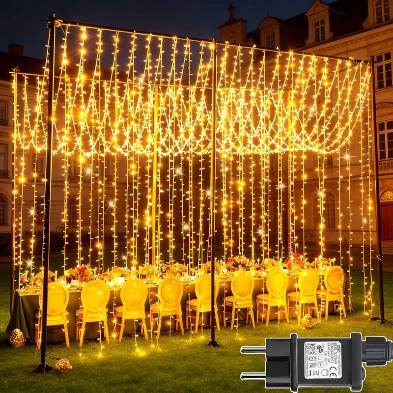 Joycome 600 LED-es függöny lámpa 6x3m, 8 üzemmód, időzítő, vízálló kültéri világítás