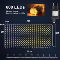 Joycome 600 LED-es függöny lámpa 6x3m, 8 üzemmód, időzítő, vízálló kültéri világítás 8