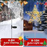 Joycome kültéri napelemes csillag kerti díszfény szett 2 db 75 LED-es 8 fényprogrammal időjárásálló kandeláber betéttel 4