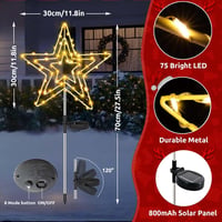 Joycome kültéri napelemes csillag kerti díszfény szett 2 db 75 LED-es 8 fényprogrammal időjárásálló kandeláber betéttel 3