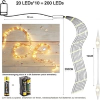 Joycome svjetlosni niz 2 m 200 LED božićnih lampica na baterije za unutarnje uređenje 3