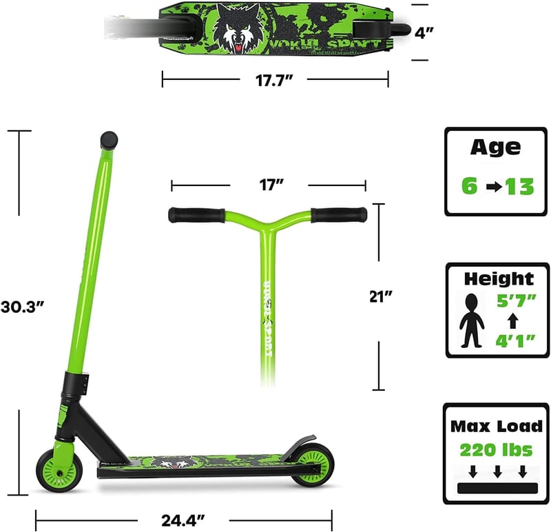 Joycruise Profi Trükk Roller - 360° Kormányzás, 100 mm Kerekek, Alumínium Váz, 6+ Éves Gyerekeknek, Freestyle Kaszkadőr Roller, 100 kg Teher