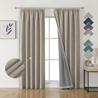 Joydeco 100% Blackout Linen Függöny Szett 2db 245x140cm Hőszigetelő Hangszigetelő 1