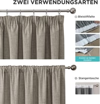 Joydeco 100% Blackout Linen Függöny Szett 2db 245x140cm Hőszigetelő Hangszigetelő 3