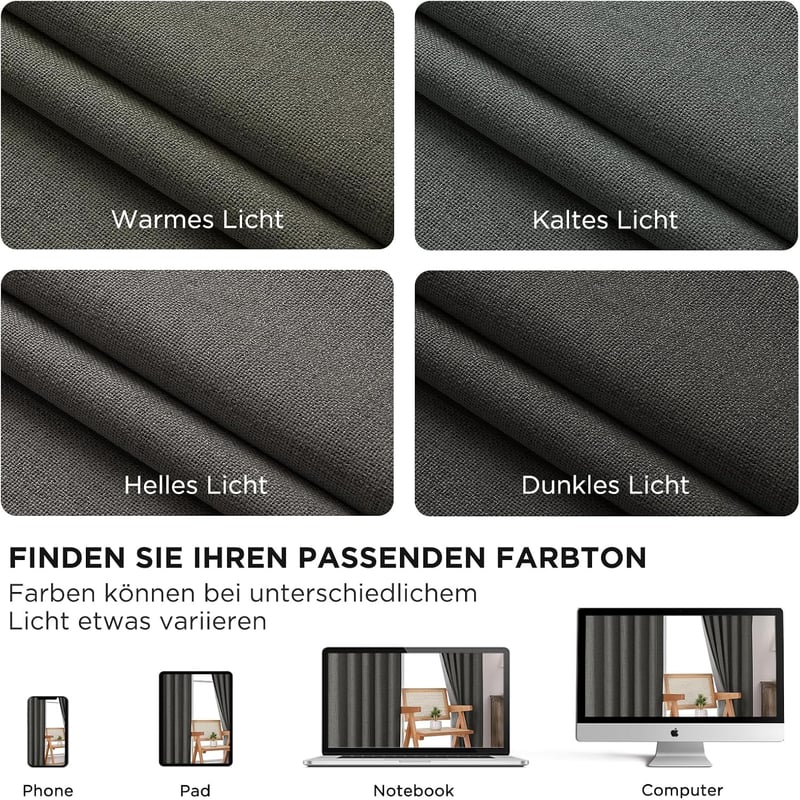 Joydeco 100% Blackout Sötétítő Függöny Szürke 137x117cm Hőszigetelő Hangszigetelő