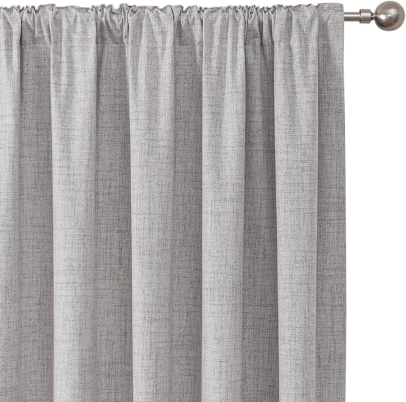 Joydeco 100% Fényzáró Függöny Szett, Szürke-Fehér, 137x117 cm, 2 db, Hőszigetelő, Hangszigetelő, Fodros Szalaggal, Nappali