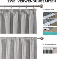 Joydeco 100% Fényzáró Függöny Szett, Szürke-Fehér, 137x117 cm, 2 db, Hőszigetelő, Hangszigetelő, Fodros Szalaggal, Nappali 2