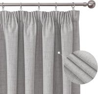 Joydeco 100% Fényzáró Függöny Szett, Szürke-Fehér, 137x117 cm, 2 db, Hőszigetelő, Hangszigetelő, Fodros Szalaggal, Nappali 9