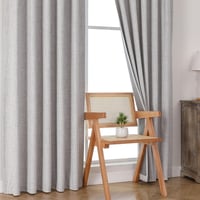 Joydeco 100% Fényzáró Függöny Szett, Szürke-Fehér, 137x117 cm, 2 db, Hőszigetelő, Hangszigetelő, Fodros Szalaggal, Nappali 7