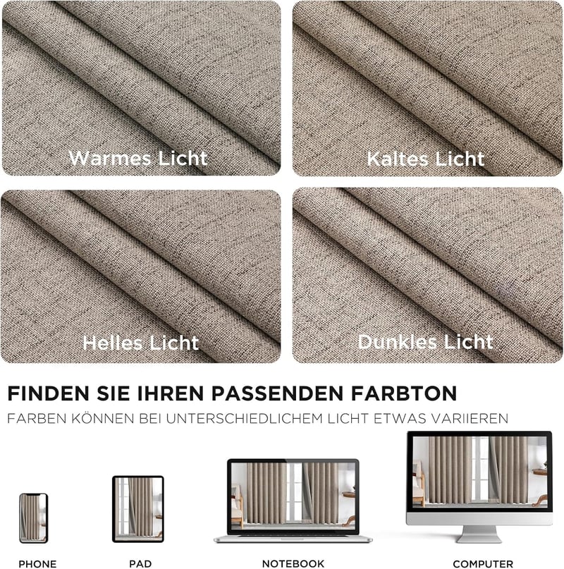 Joydeco 100% Opaque Blackout Függöny Hurokkal, Termikus Hővédelem