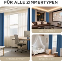 Joydeco 100% Opaque Függöny Hurokkal, Lenvászon Hatás, Sötétítő Hőálló Függöny 6