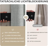 Joydeco 100% Opaque Függöny Hurokkal, Lenvászon Hatás, Sötétítő Hőtartó Függöny 7
