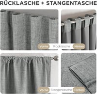 Joydeco 100% Opaque Függöny Hurokkal, Lenvászon Hatás, Sötétítő Hőtartó Függöny 3
