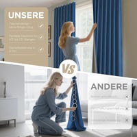 Joydeco 100% Opaque Függöny Hurokkal, Lenvászon Hatás, Sötétítő Hőálló Függöny 4