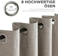 Joydeco 100% Opaque Sötétítő Függöny Lenvászon Hatással, Hőszigetelő, 210x132 cm 3