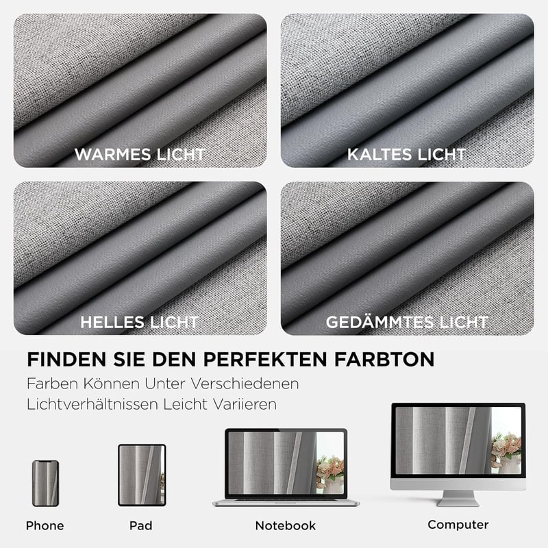 Joydeco 100% Opaque Sötétítő Függöny Szövethatás 2db Hőszigeteléssel