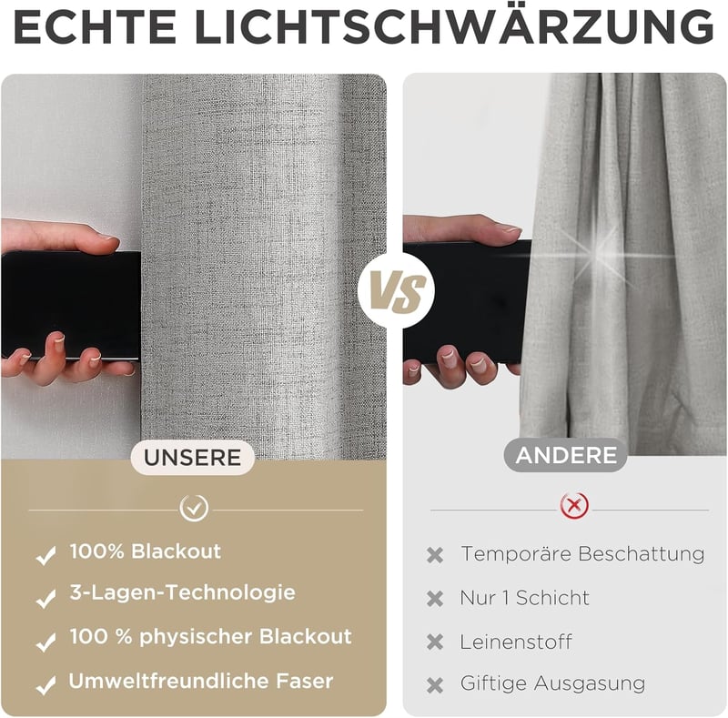 Joydeco 100% Opaque Sötétítő Függöny Szövethatás 2db Hőszigeteléssel
