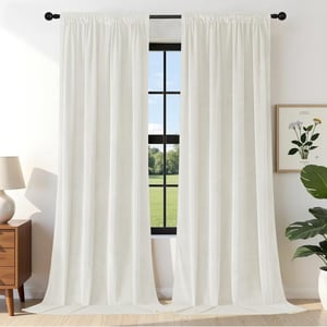 Joydeco set baršunastih zavjesa, polu-zamračujuće - krem bijela - 132x245 cm - 2 komada