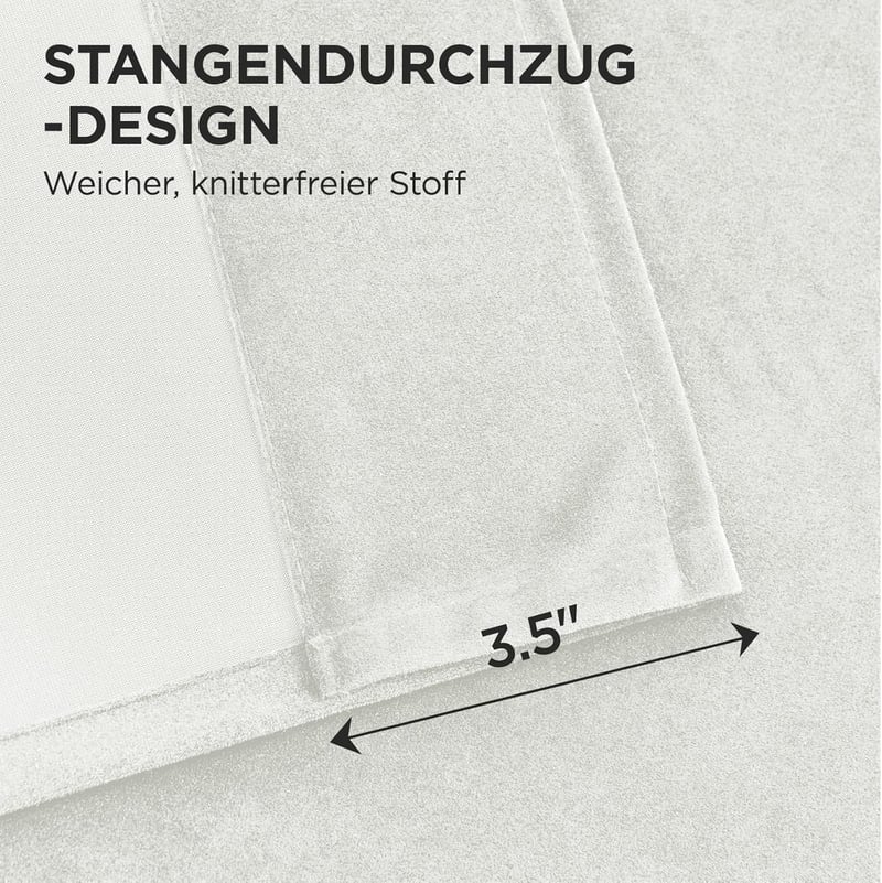 Joydeco bársony függöny szett 2db 245x132cm krém fehér sötétítő hőszigeteléssel