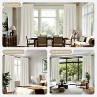 Joydeco bársony függöny szett 2db 245x132cm krém fehér sötétítő hőszigeteléssel 3