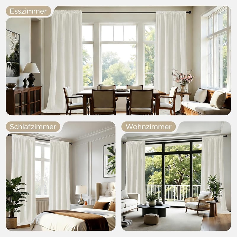 Joydeco bársony függöny szett 2db 245x132cm krém fehér sötétítő hőszigeteléssel