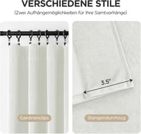 Joydeco bársony függöny szett 2db 245x132cm krém fehér sötétítő hőszigeteléssel 2