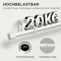 Joydeco DEY2A Állítható Fehér Függönykarnis 81-198 cm Alumínium Végzáróval 5
