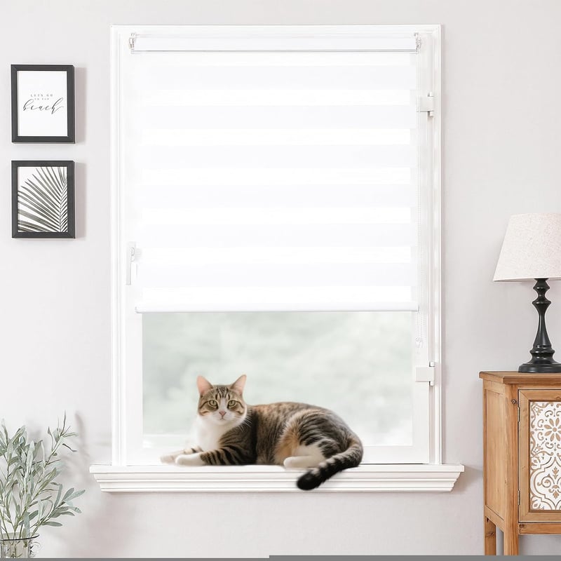Joydeco Dupla Roletta 75x130 cm Klemmfix Fényáteresztő és Sötétítő Fehér