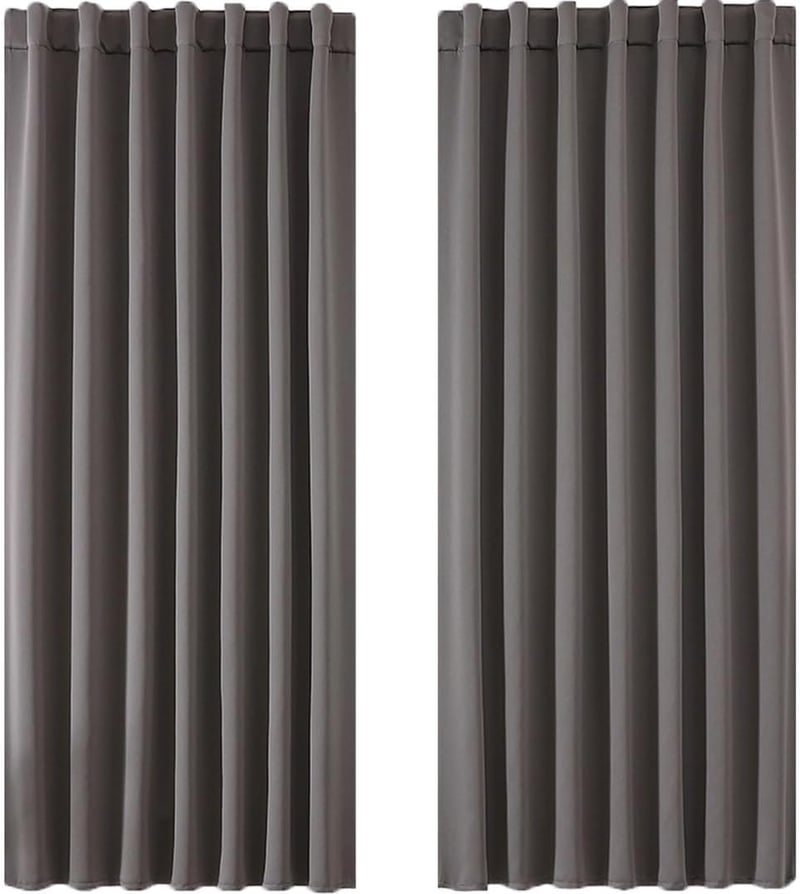 Perdele opace termoizolante Joydeco cu inele, gri deschis, 158 x 106 cm, pentru dormitor și sufragerie, 2 bucăți