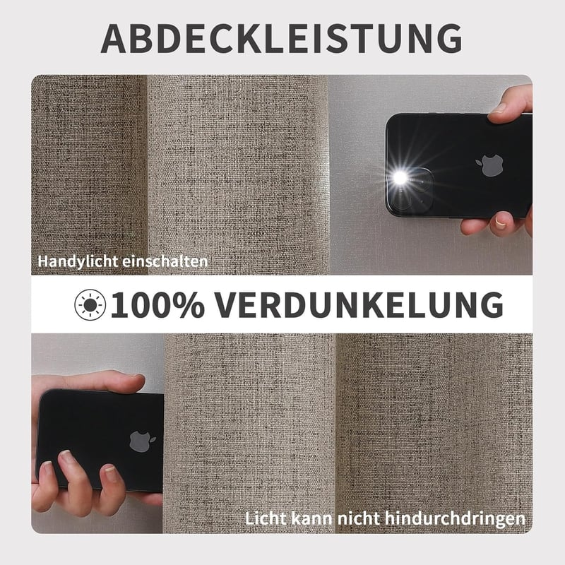 Joydeco Len Hatású Sötétítő Függöny Fülekkel - 2 db Hőszigetelő, Hangszigetelő Függöny Nappali és Hálószoba Dekorációhoz