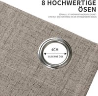 Joydeco Len Hatású Sötétítő Függöny Fülekkel - 2 db Hőszigetelő, Hangszigetelő Függöny Nappali és Hálószoba Dekorációhoz 5