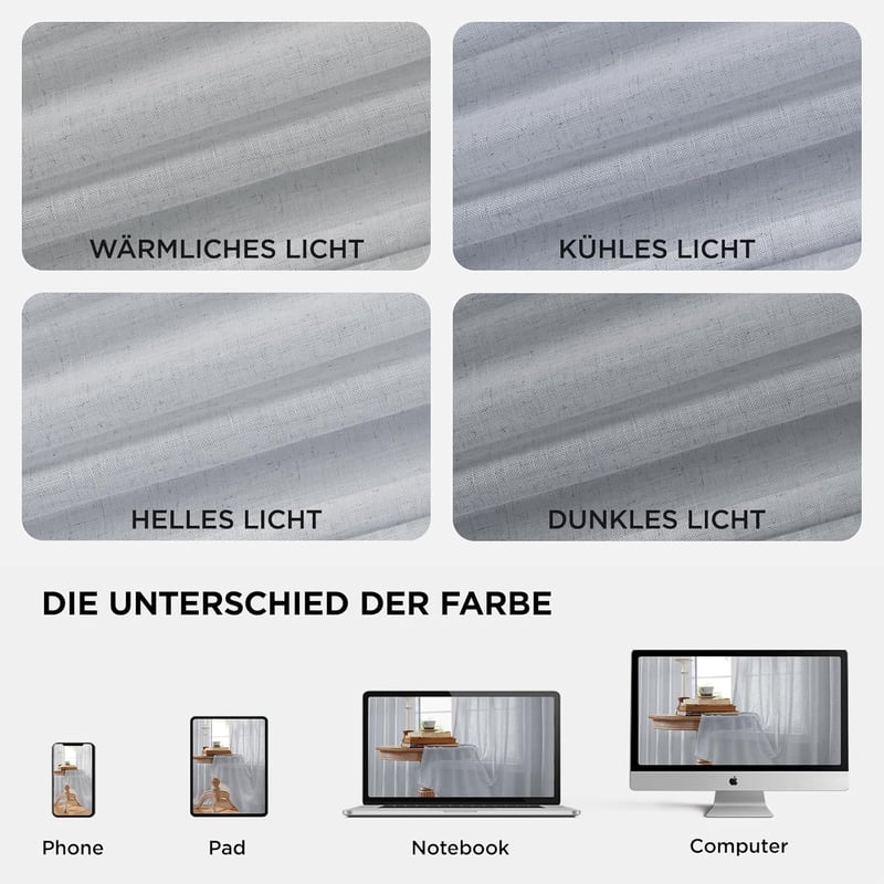 Perdele din in Joydeco Gri-Verde 245x132cm cu Inele, 2 buc, pentru Dormitor și Sufragerie