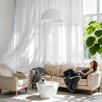Joydeco Linen Félátlátszó Függöny Szett 2db 260x140cm Krém Fehér 5