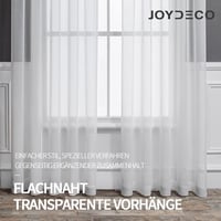 Joydeco Rövid Fényáteresztő Függöny Fülekkel - Fehér Voile Nappali és Hálószoba Függöny, Könnyű Anyagú, Félátlátszó, 2 db (137x140 cm) 4