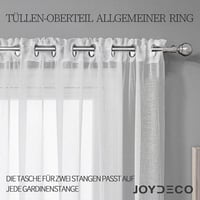Joydeco Rövid Fényáteresztő Függöny Fülekkel - Fehér Voile Nappali és Hálószoba Függöny, Könnyű Anyagú, Félátlátszó, 2 db (137x140 cm) 5