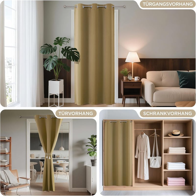 Joydeco Sötétítő Ajtófüggöny Bézs 132x210cm Hőszigetelő Hangszigetelő