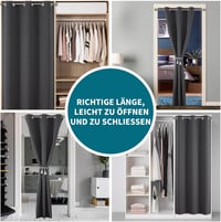 Joydeco Sötétítő Ajtófüggöny Fülekkel - Sötétszürke Hőszigetelő Függöny Hangszigetelő Funkcióval Hálószobába, Nappaliba, Mosható Poliészter 3