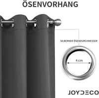 Joydeco Sötétítő Ajtófüggöny Fülekkel - Sötétszürke Hőszigetelő Függöny Hangszigetelő Funkcióval Hálószobába, Nappaliba, Mosható Poliészter 4