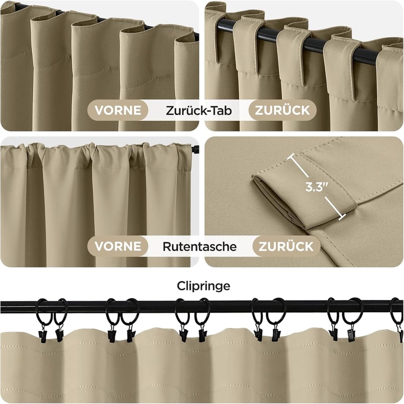 Joydeco Thermal Blackout Függöny 2db 225x140cm Bézs Sötétítő Függöny