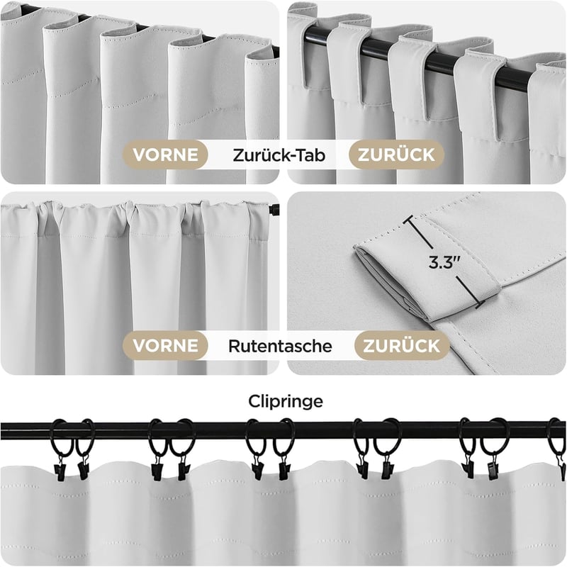 Joydeco Sötétítő Függöny 2db 245x140cm Szürke-Fehér Zajcsökkentő
