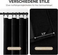 Joydeco sötétítő függöny fekete 225x132 cm 2 db velúr hőszigeteléssel 2