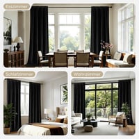 Joydeco sötétítő függöny fekete 225x132 cm 2 db velúr hőszigeteléssel 6