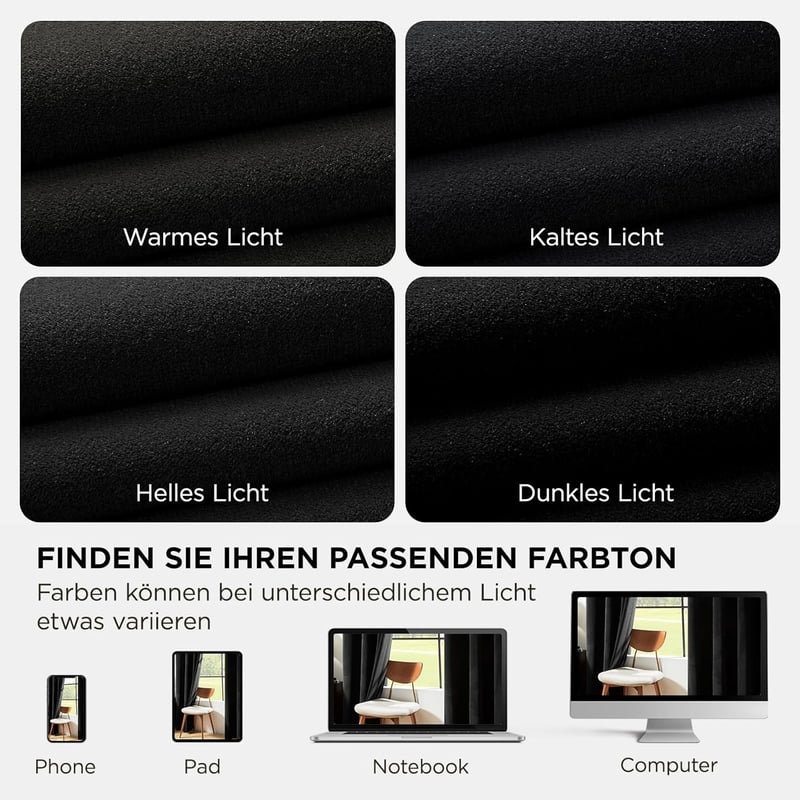 Joydeco sötétítő függöny fekete 225x132 cm 2 db velúr hőszigeteléssel