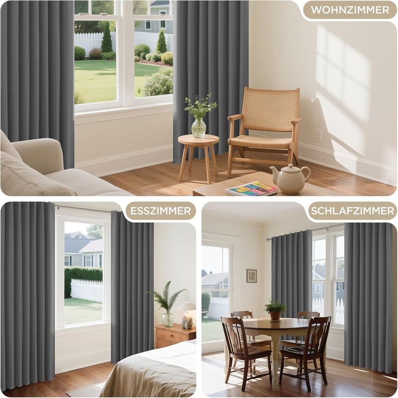 Joydeco sötétítő függöny szett 2 darab 260x140 cm szürke zajcsökkentő