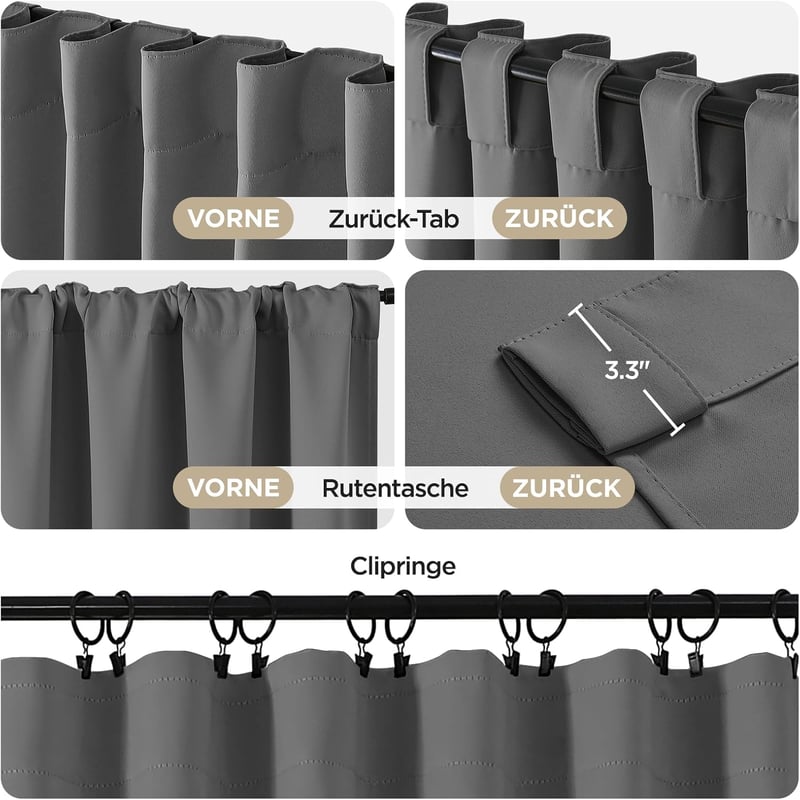 Joydeco sötétítő függöny szett 2 darab 260x140 cm szürke zajcsökkentő