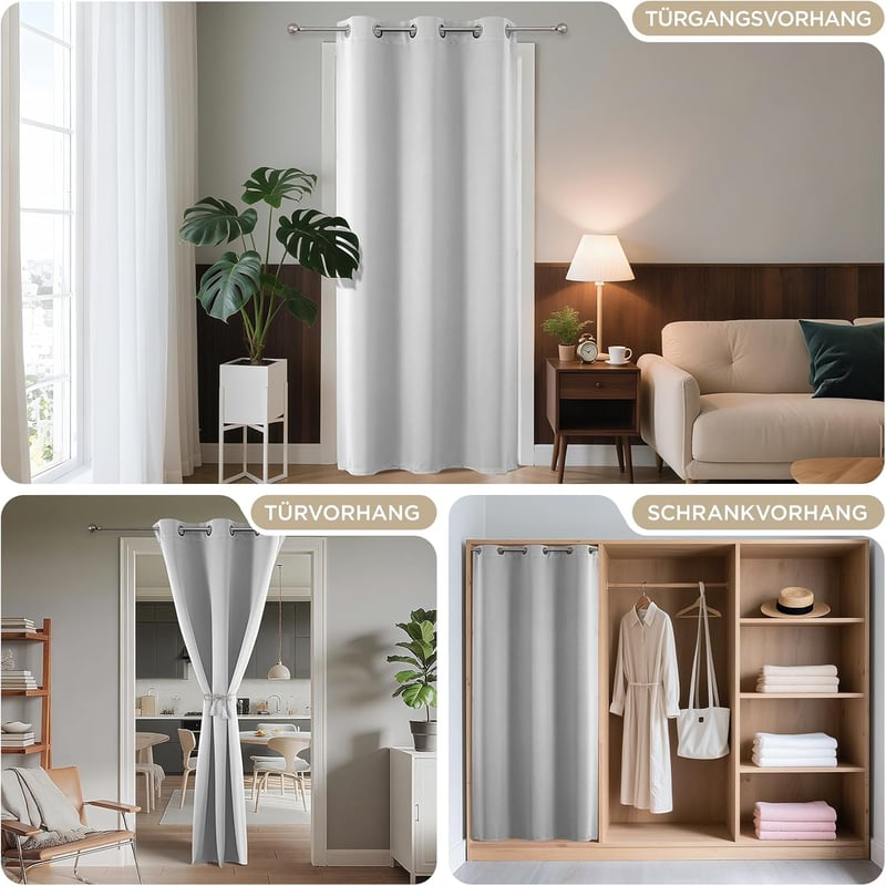 Joydeco Sötétítő Függöny Szövetből 210x132cm Fehér Hőszigeteléssel