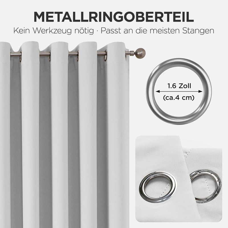 Joydeco Sötétítő Függöny Szövetből 210x132cm Fehér Hőszigeteléssel