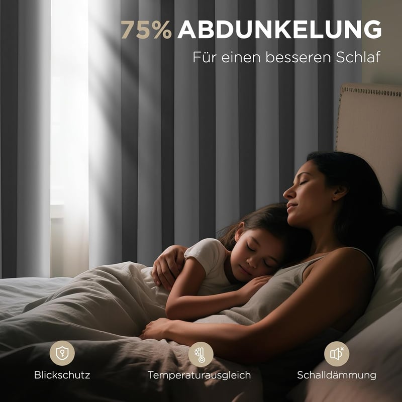 Joydeco Sötétítő Függöny Szövetből 210x132cm Fehér Hőszigeteléssel