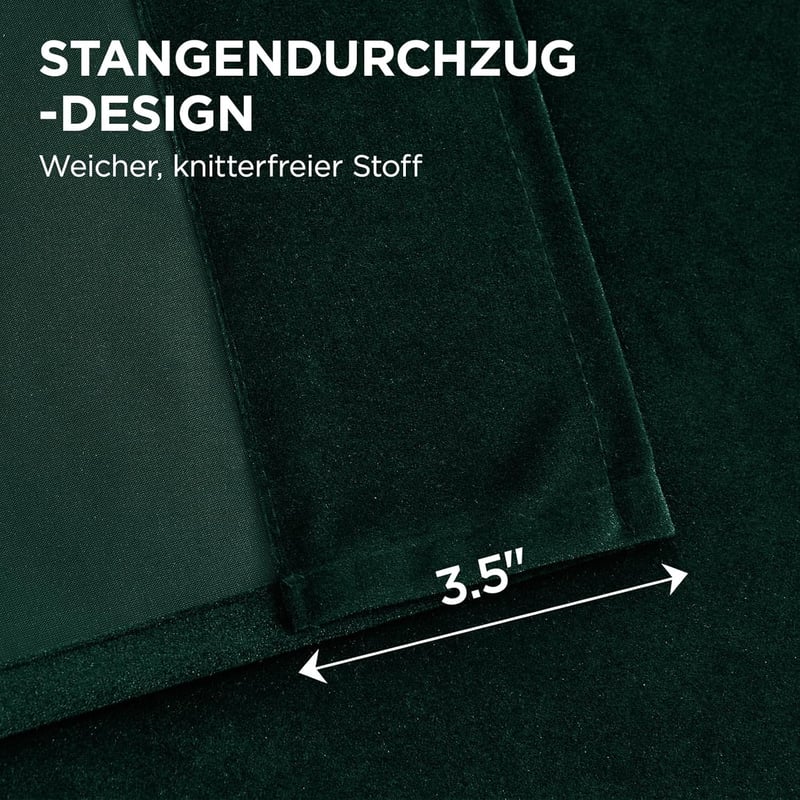 Joydeco sötétzöld bársony függöny 240x140 cm, 2 darab, hőszigetelő