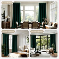 Joydeco sötétzöld bársony függöny 240x140 cm, 2 darab, hőszigetelő 3